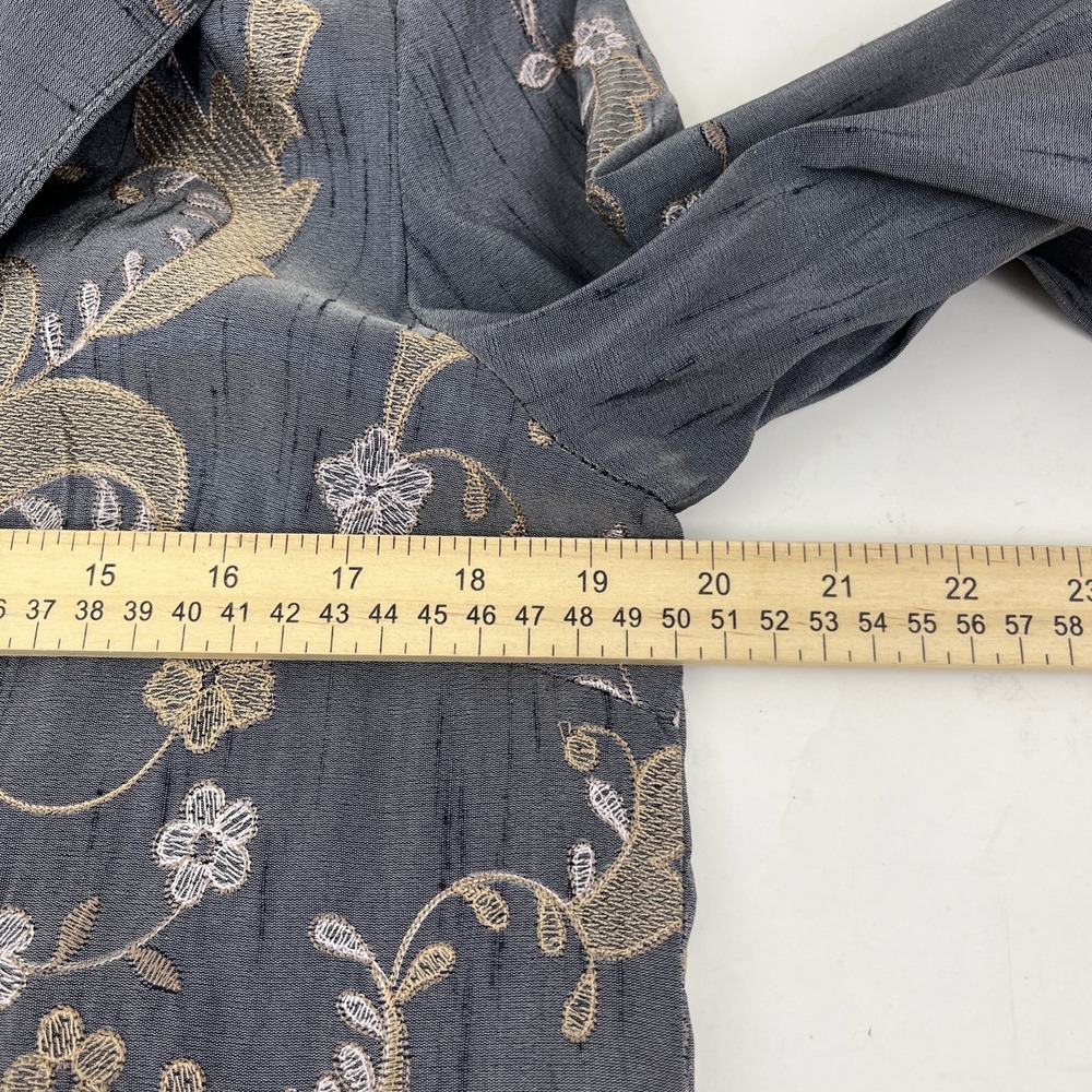 Grace Chuang New York Jacket Blazer Size L Vintage Silk Blend Gray Floral - Picture 8 of 10